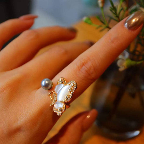 Butterfly Akoya Mother of Pearls Mabe Ring - House Of Pearls